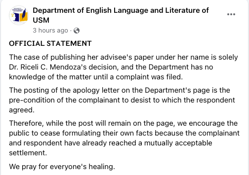 Mindanao university hands off on plagiarism issue